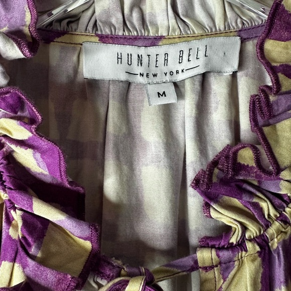 Hunter Bell Merritt Dress Lavender Cream Cotton Mini Flutter Sleeve Size Medium - Picture 6 of 12